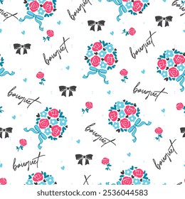 Spring Bouquet Extravaganza Romantic Pattern Art. Ideal for bridal themes, fashion textiles, or home decor, this design captures the essence of floral beauty with a touch of sophisticated whimsy.