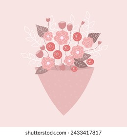 Spring bouquet of flowers. Flat vector illustration