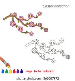 Spring branch. Blossom to be colored. Game for kids.