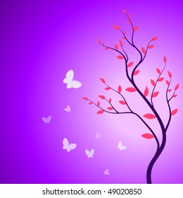Spring branch with butterflies vector. Also available in raster.
