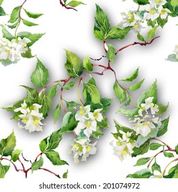 Spring branch seamless pattern on white background vector