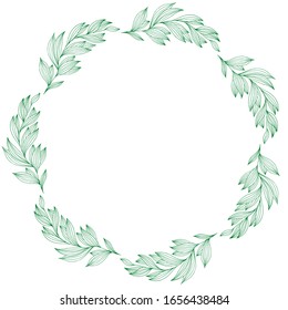 Spring branch wreath in hand drawn style, great design for any purposes. Romantic design. Vector sketch. Beautiful vector illustration. Spring decoration. Beautiful hand drawn branch. Doodle