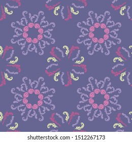 Spring branches elegant seamless floral motif pattern, stylized flowers organic print, vector ornate background. Retro floral stylized organic seamless fabric print vector with flowers, twigs.