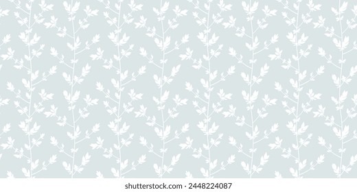 Spring branches seamless vector pattern. Small leaves prune, silhouette ornament