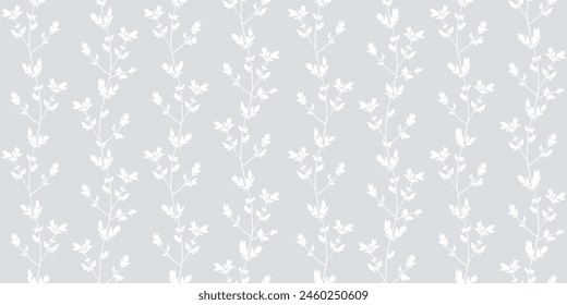 Spring branches seamless vector pattern. Small leaves prune, silhouette ornament