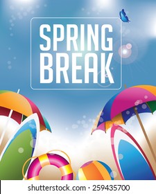 Spring Break background with copy space EPS 10 vector royalty free stock illustration for greeting card, ad, promotion, poster, flier, blog, article, social media, marketing