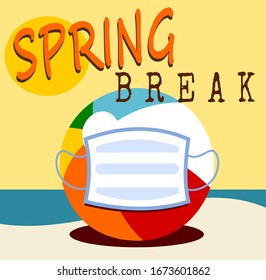 spring break beach ball wearing surgical mask and fearing viruses