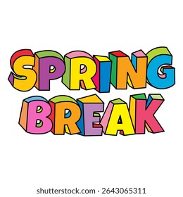 spring break cartoon text design vector illustration