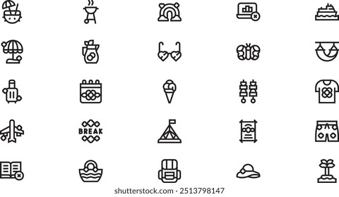 Spring break icons High-Quality Vector Icons Collection with Editable Stroke. Ideal for Professional and Creative Projects.