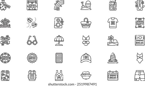 Spring break icons High-Quality Vector Icons Collection with Editable Stroke. Ideal for Professional and Creative Projects.