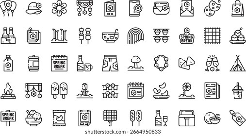 Spring break icons High-Quality Vector Icons Collection with Editable Stroke. Ideal for Professional and Creative Projects