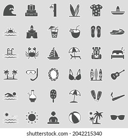 Spring Break Icons. Sticker Design. Vector Illustration.