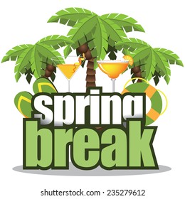 Spring break palm trees on white EPS 10 vector stock illustration