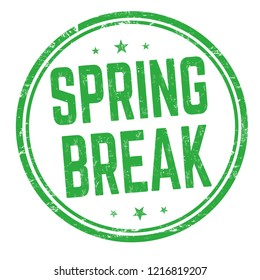 Spring break sign or stamp on white background, vector illustration