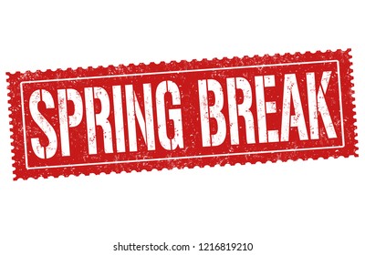 Spring break sign or stamp on white background, vector illustration