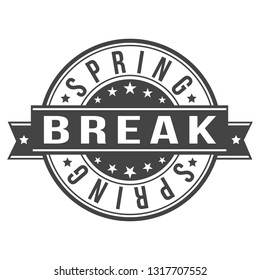 Spring Break Stamp. Logo Icon Symbol. Design Certificated Round.