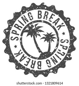 Spring Break Stamp. Logo Icon Symbol. Design Certificated Round.
