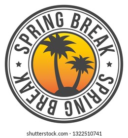 Spring Break Stamp. Logo Icon Symbol. Design Certificated Round.