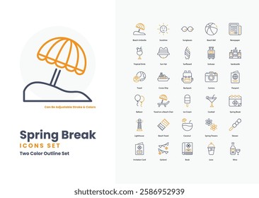 spring break vector icon collection stock illustration