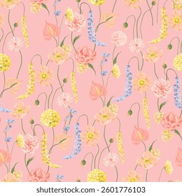 Spring break wallpaper edition, with pink background and floral pattern.