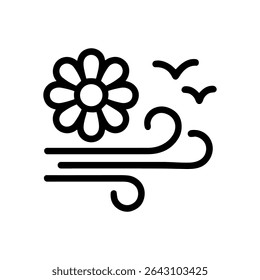 Spring breeze carries flower scents. Icon symbol illustration