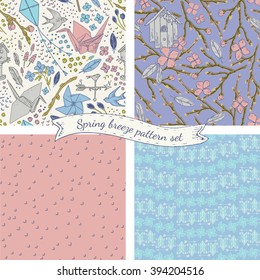 Spring breeze seamless pattern set