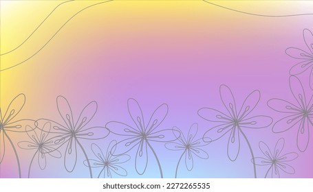 Spring bright abstract background for the banner. Flowers, plants. Space for text. Gradient. Vector illustration.