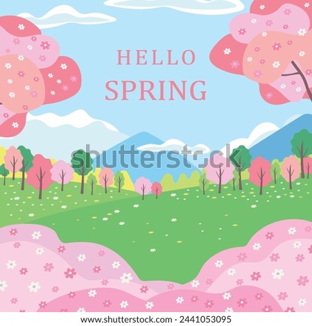 Spring bright abstract landscape. Vector spring background. Hello Spring. Vector.