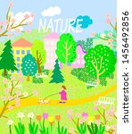 Spring bright banner in decorative style