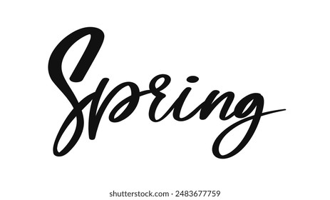 Spring brush calligraphy, Handwritten ink lettering. Hand drawn design elements,Vector typography quote isolated on white background ,Vector illustration EPS 10