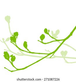 Spring buds, gentle leaves and branches vector background ecology green fresh concept