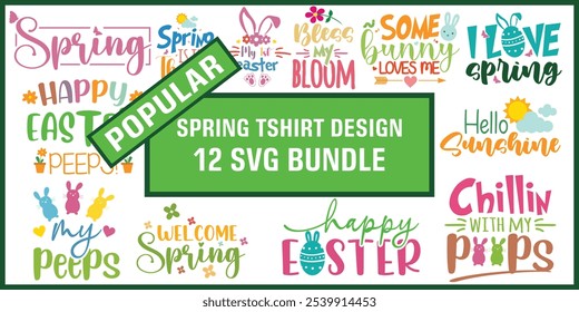 Paquete de primavera, Paquete de diseño de camiseta de primavera - archivos cortados - hola diseños de Vector- idea de cita dulce, diseño de primavera de mujer | Invierno diciendo - Clipart de temporada