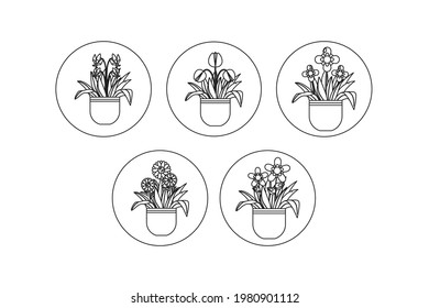 Spring Bundling Flower Pot Line Icon