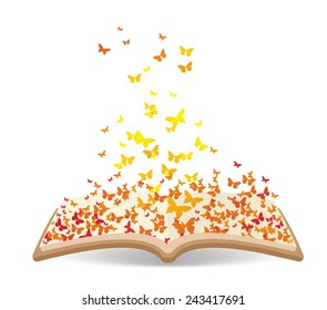 Spring with butterflies in the book