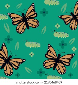 patrón de mariposas y orugas primaverales