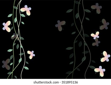 Spring butterflies with the willow branch