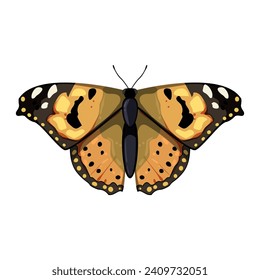 caricatura de mariposa primaveral. mosca rosa, verde silueta, signo de mariposa de primavera monarca anaranjada. ilustración vectorial de símbolo aislado