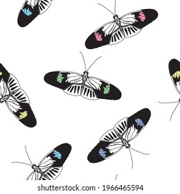Spring butterfly collection vector pattern. Seamless pattern