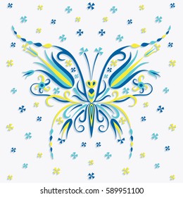 Spring butterfly created from stylized flowers.