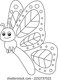 Spring Butterfly Isolated Coloring Page for Kids