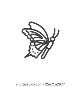 Spring Butterfly line icon. linear style sign for mobile concept and web design. Butterfly in flight outline vector icon. Symbol, logo illustration. Vector graphics