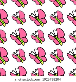 spring butterfly seamless pattern textile print. Great for summer vintage fabric, scrapbooking, wallpaper, giftwrap. repeat pattern background design