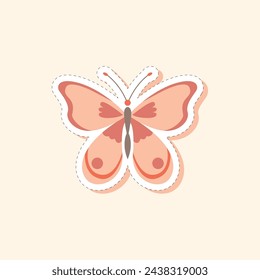 Spring Butterfly Sticker Vector Illustration