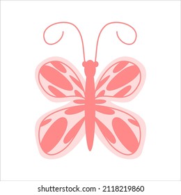Spring Butterfly symmetrical pattern. Cartoon vector flat style illustration. Isolated on white background
