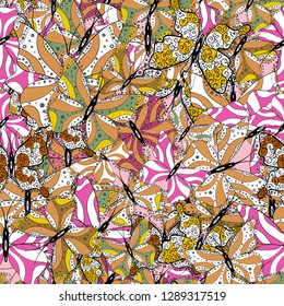 Spring butterfly theme. Vector sketch. Endless. Sketch, doodle, scribble. Lovely seamless butterfly cloth background on orange, white and black. Repeating insect fabric clipart for clothing fabric.