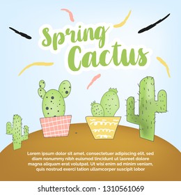 Spring Cactus Flowers Background