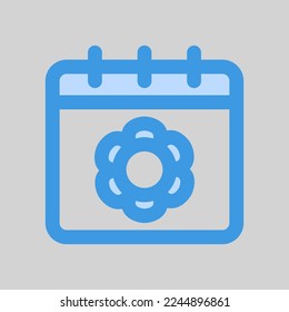 Icono de calendario de primavera en azul, uso para presentación de aplicación móvil del sitio web