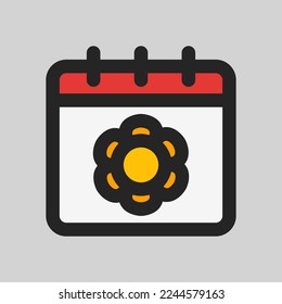 Spring calendar icon in filled line style, use for website mobile app presentation
