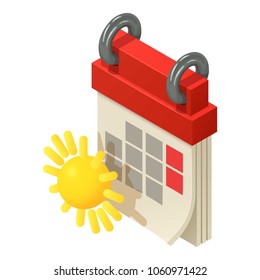 Spring calendar icon. Isometric illustration of spring calendar vector icon for web