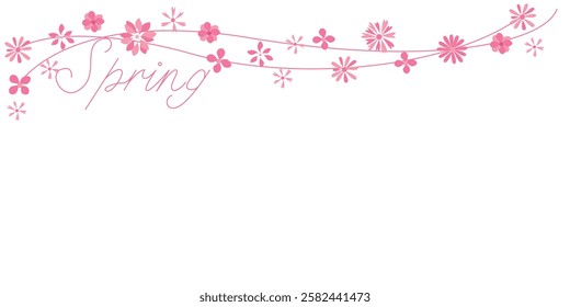 Spring Calligraphy decoration with flower. Spring floral illustration for Seasonal design. Vector illustration.